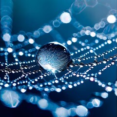 water droplets on spider web