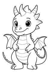 Fototapeta premium Dragon Kids/ adults coloring page book art, line art illustration