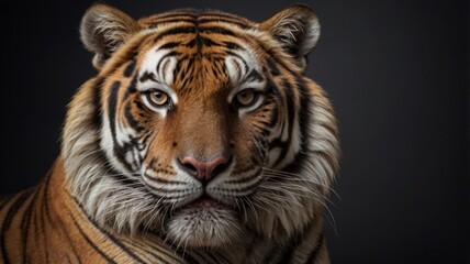 portrait of a tiger on black background