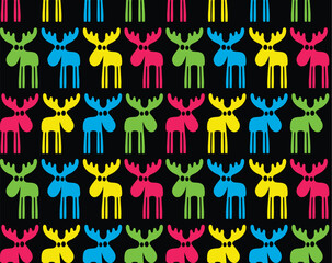 Elks of different colors. Seamless background