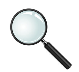 3d realistic magnifying glass (no transparency). magnifying glass vector illustration on white background. 