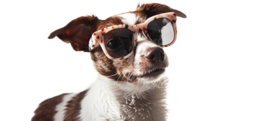dog with sunglasses on transparent