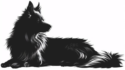 Fototapeta premium A depiction of an Icelandic Sheepdog on a blank backdrop with canine outlines.