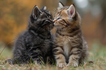 Two Cats kissing each other