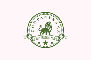 luxury lion standing logo design concept premium vector template