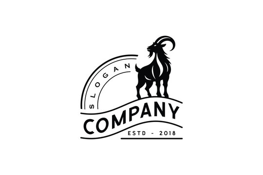 standing goat logo design concept premium vector template