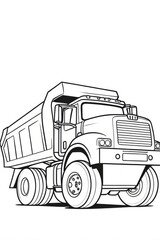 Dump truck Kids/ adults coloring page book art, line art illustration