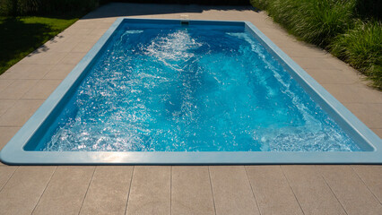 In the home pool, the counter-current system is turned on, making it an excellent place to swim in...