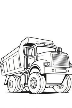 recommend clip art: Dump truck Kids/ adults coloring page book art, line art illustration