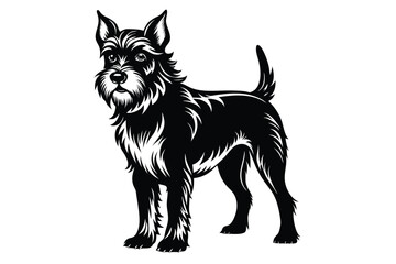 Black and white dog vector silhouette