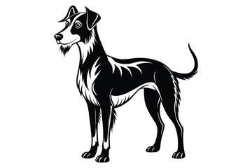 Black and white dog vector silhouette