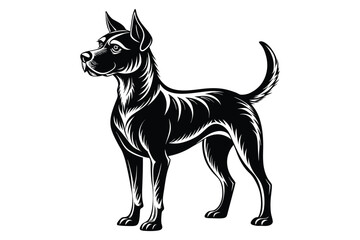 Black and white dog vector silhouette