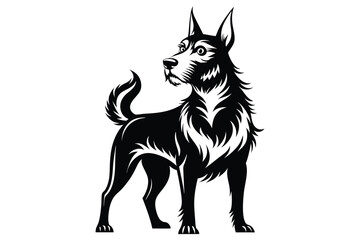 Black and white dog vector silhouette