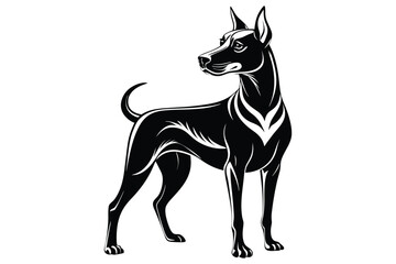 Black and white dog vector silhouette