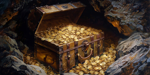Pirates lost treasure chest full of gold