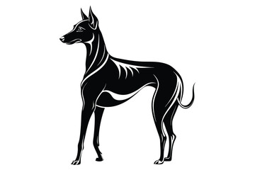 Black and white dog vector silhouette