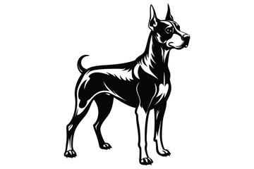 Black and white dog vector silhouette
