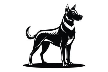 Black and white dog vector silhouette