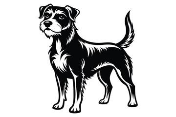 Black and white dog vector silhouette