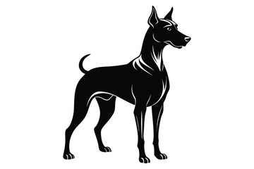 Black and white dog vector silhouette