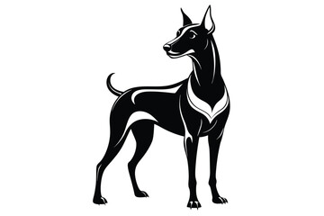 Black and white dog vector silhouette