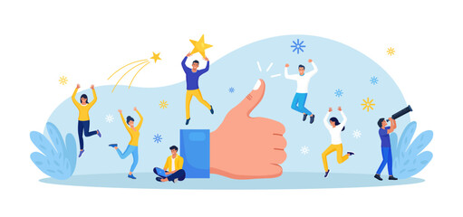 Customer review rating or evaluation. People give feedback. Client choice. Business satisfaction support. User experience or satisfaction, opinion for product or services