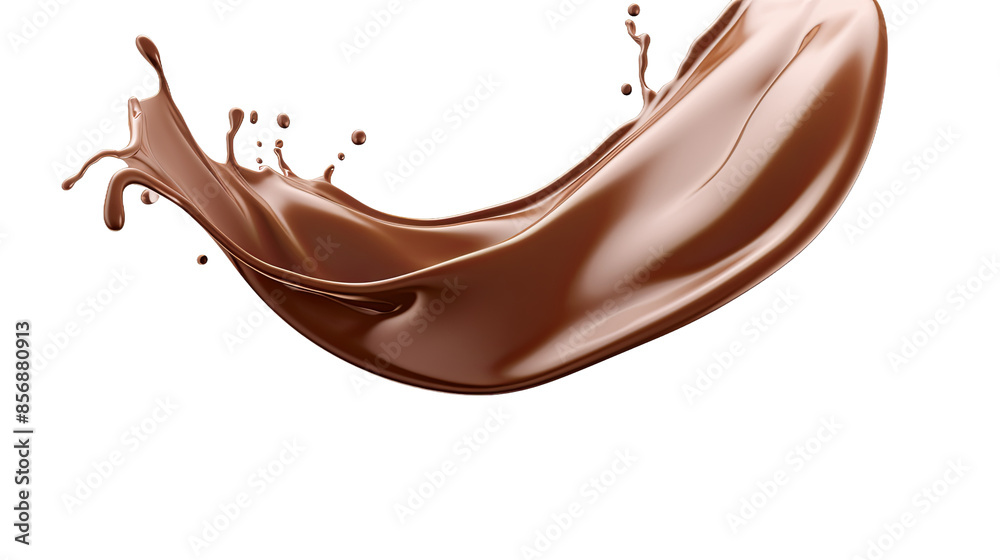 Wall mural rich chocolate liquid splash on transparent background - top view isolated 3d rendering for designer