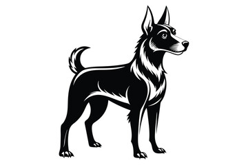 Black and white dog vector silhouette