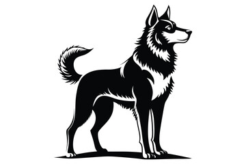 Black and white dog vector silhouette