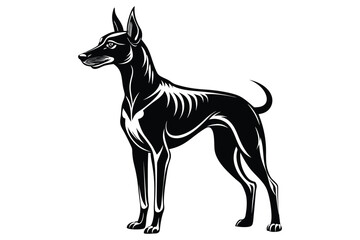 Black and white dog vector silhouette