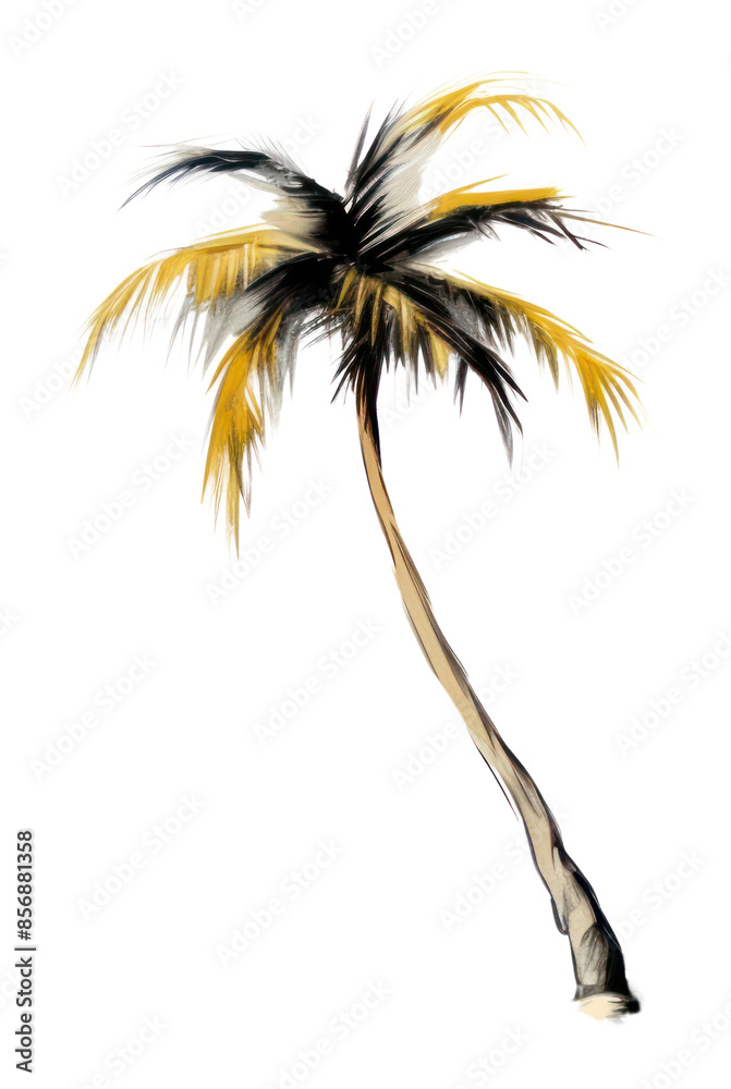 Sticker PNG  Palm tree sketch plant white background.