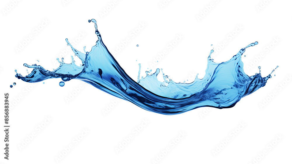 Wall mural refreshing blue water splash isolated on transparent background in top view 3d rendering - liquid cu