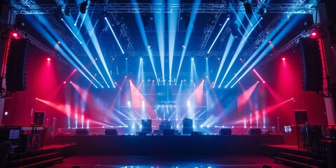Dynamic Concert Stage with Vibrant Lighting and Colorful Atmosphere