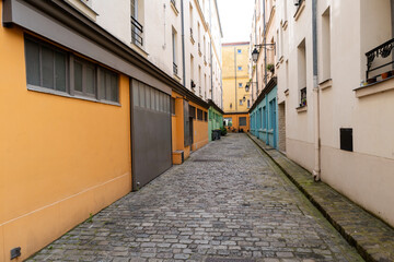 les ruelles pavées du douzième arrondissement de Paris en France
