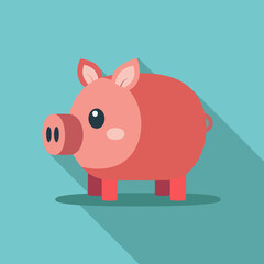 simple pink pig icon on light blue background