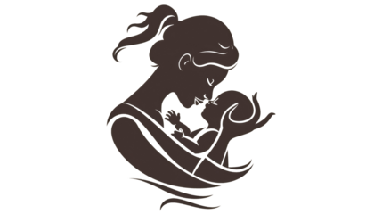 Mother hugging her baby icon, mom day and together, mother with baby icon on transparent