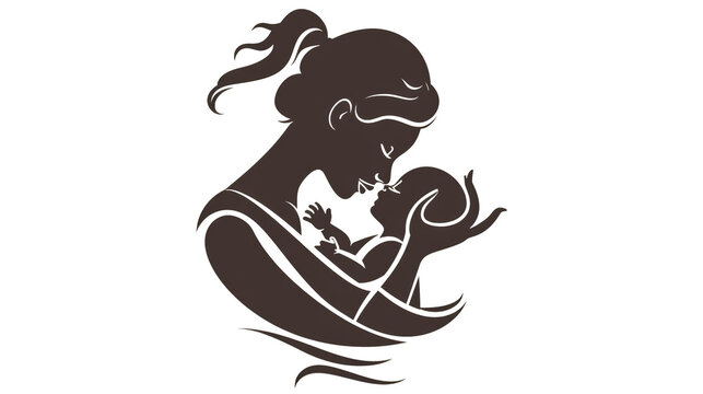 Mother hugging her baby icon, mom day and together, mother with baby icon on transparent
