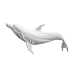 Obraz premium A sleek white dolphin swimming gracefully, isolated on a transparent background, perfect for marine-themed designs.