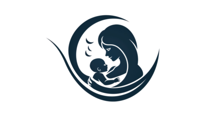 Mother hugging her baby icon, mom day and together, mother with baby icon on transparent