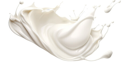 Creamy Splash of White Milk or Yogurt Isolated on Transparent Background - Top View 3D Render