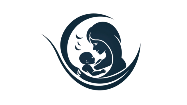 Mother hugging her baby icon, mom day and together, mother with baby icon on transparent