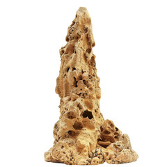 Close-up of a large, naturally formed limestone stalagmite isolated on transparent background. Idea for geological or nature-themed projects.