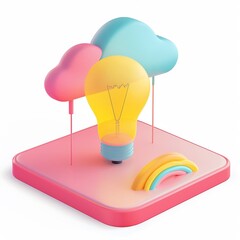 3d linght bulb symbolizing the human brain with ideas