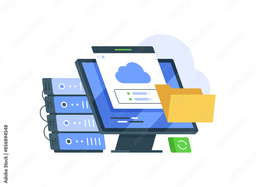 Poster cloud computing concept,cloud server,device data exchange and file synchronization concept