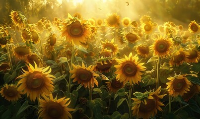 Fototapeta premium Sunlit sunflower patch