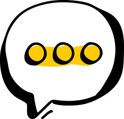 Speech bubble with yellow circles on white background