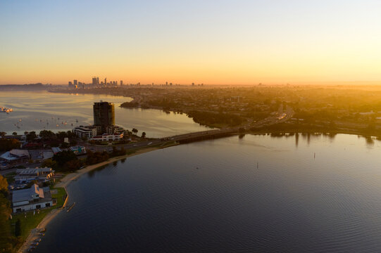 Canning Bridge and Canning River in Perth, Western Australia at sunrise