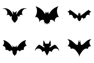 Bat animal silhouette icon set