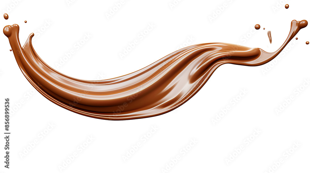 Wall mural rich chocolate liquid splash isolated on transparent background - top view 3d rendering