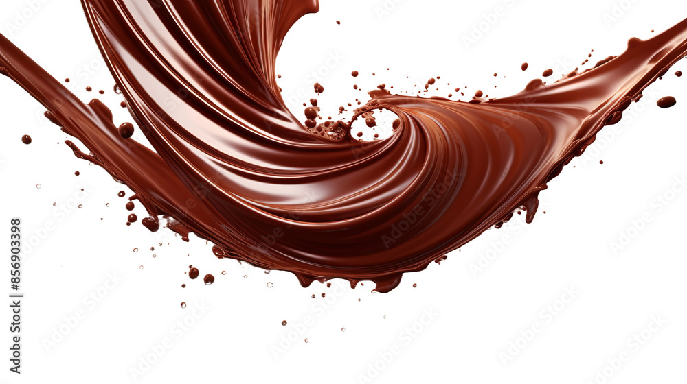 Canvas Prints indulgent chocolate spiral splash isolated on transparent background - 3d rendering top view flat la